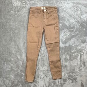 L'AGENCE Margot Skinny High Rise Cappuccino‎ Brown Coated Jeans Size 24